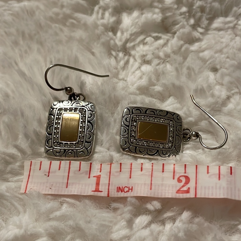 Brighton Rhythms silver & brushed gold dangle earrings - Picture 3 of 4